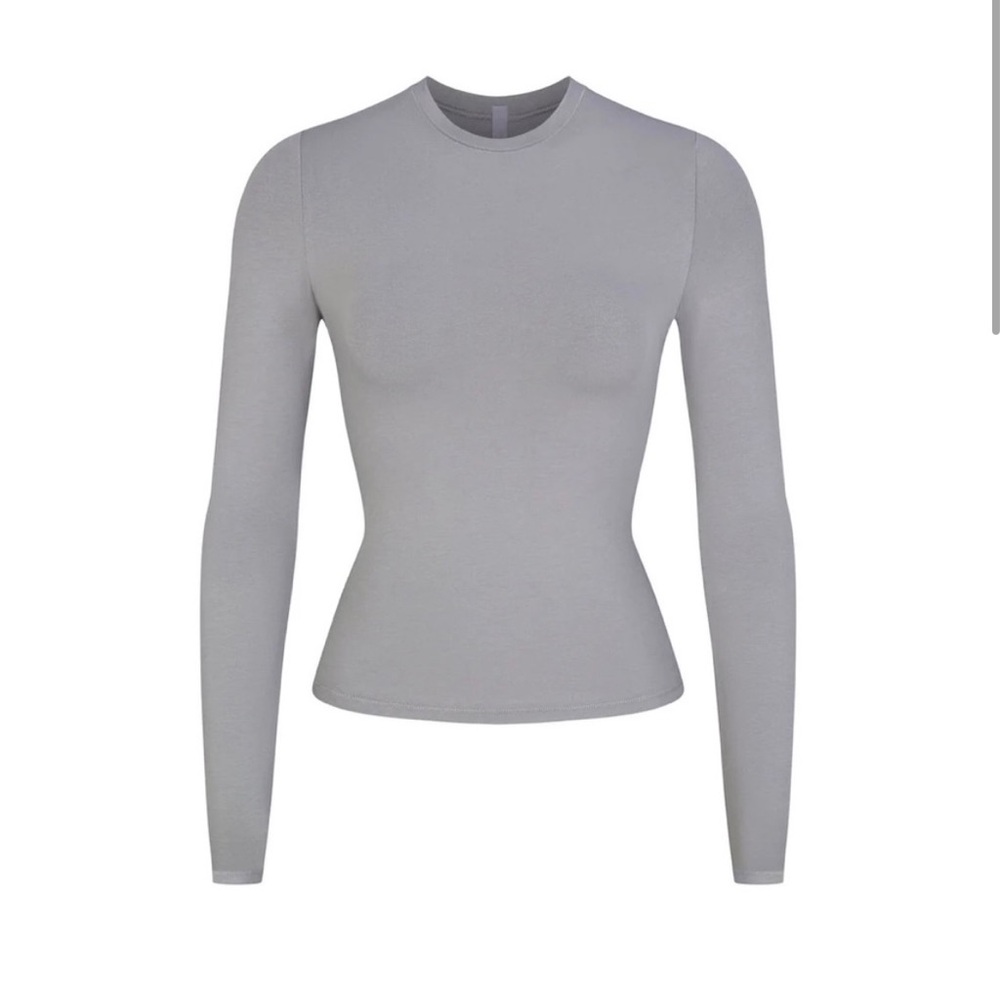 Skims Cotton Jersey Long Sleeve T-shirt Pacific